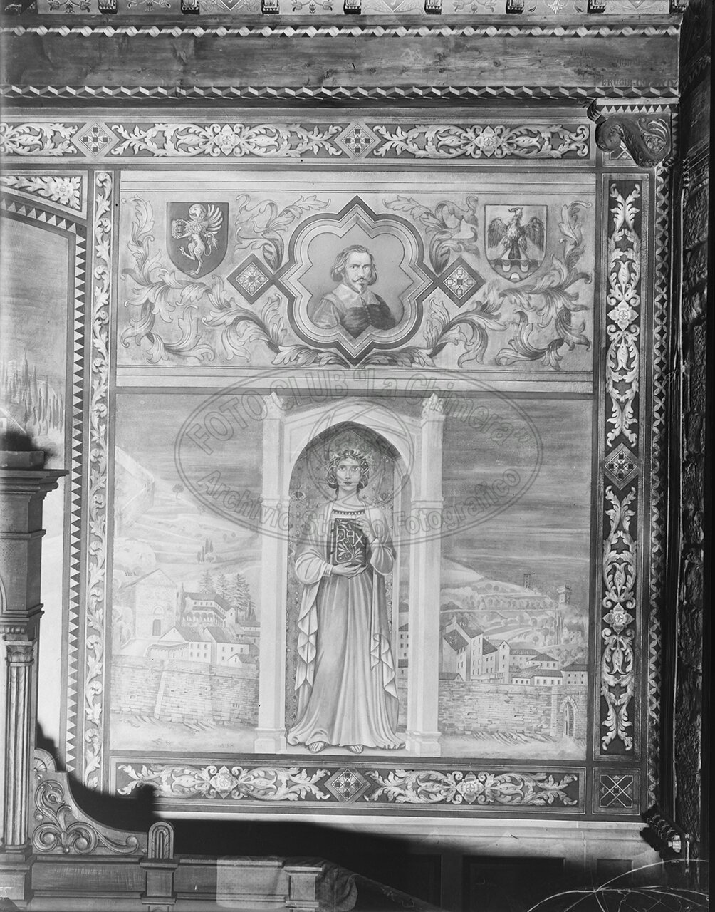 Cortona Palazzo Comunale Aula Del Consiglio Affreschi Di Vignaroli Settembre 1925