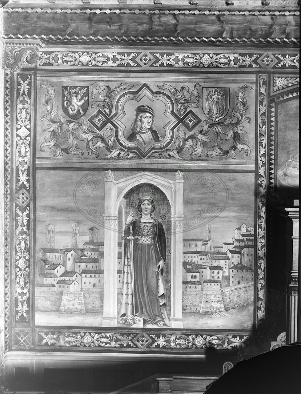 Cortona Palazzo Comunale Sala Del Consiglio Affreschi Di Vignaroli Settembre 1925