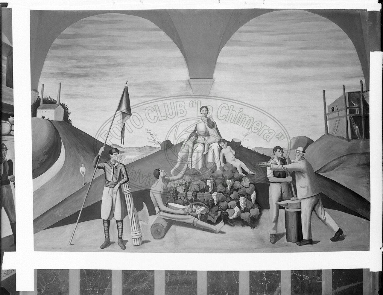 Arezzo Casa Del Fascio Cappella Votiva Dettaglio Dell Affresco Del Ceracchini