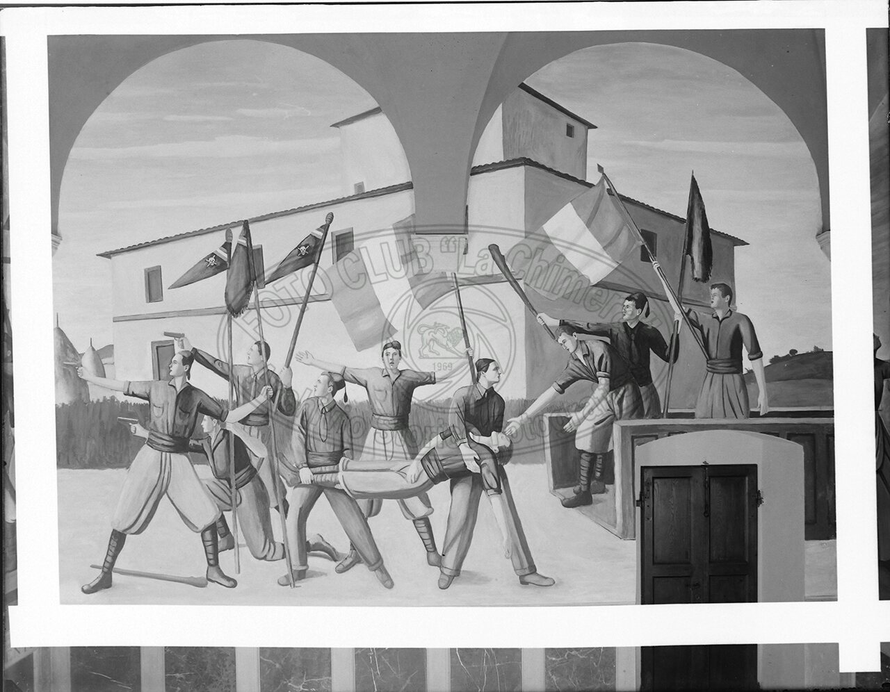 Arezzo Casa Del Fascio Cappella Votiva Dettaglio Degli Affreschi Del Ceracchini